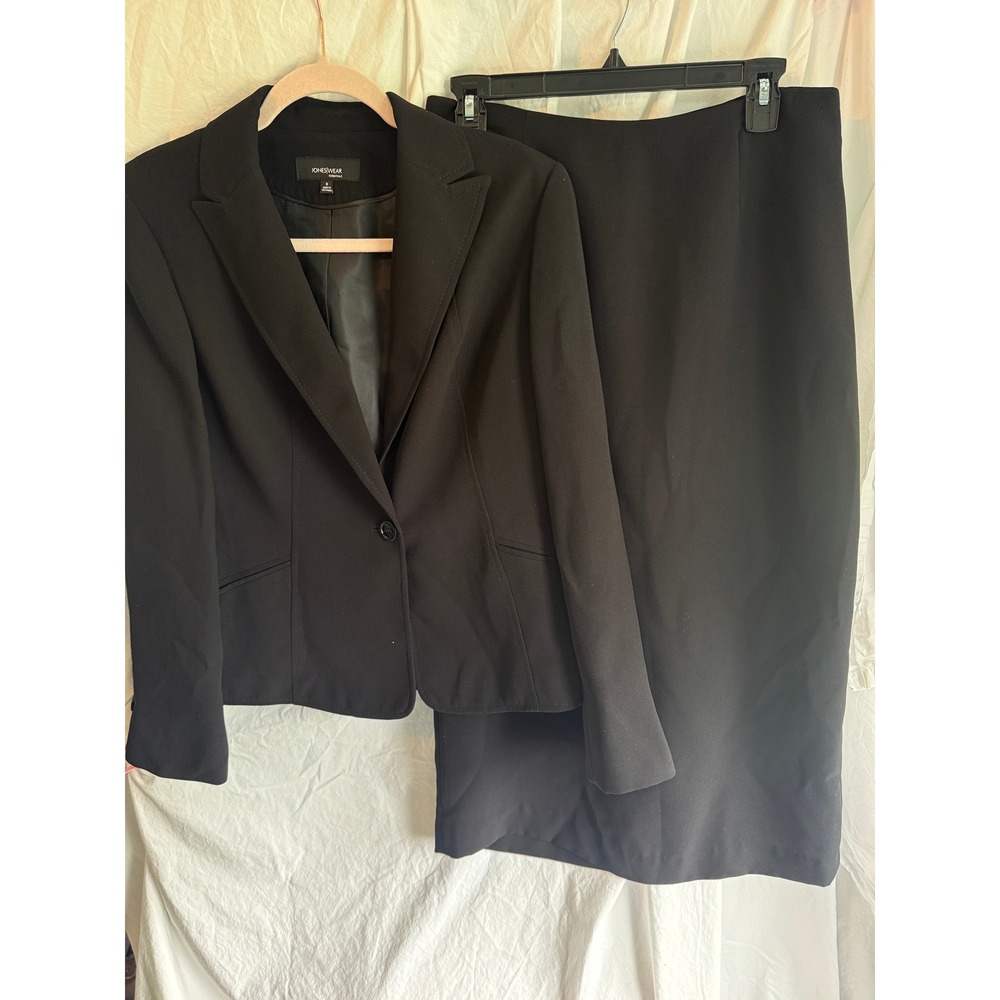 Jones Wear Essentials Black Skirt Suit Set Blazer Pencil Skirt Size 8 - Picture 10 of 11